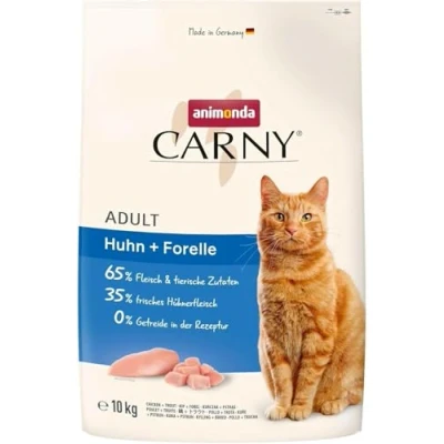Abbildung von animonda Carny Adult Huhn + Forelle (10 kg), Trockenfutter für ausgewachsene Katzen, Katzenfutter ohne Getreide und Zucker, Katzentrockenfutter mit 65 % Fleisch Fisch