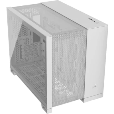 Abbildung von CORSAIR 2500D Airflow mATX PC Gehäuse Ohne Lüfter Zweikammer Design Große Kühlungsflexibilität Reverse Connection Motherboard Kompatibel Weiß