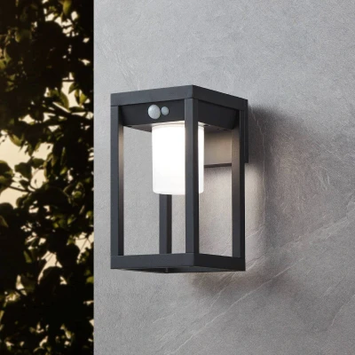 Abbildung von Eglo 900804 Solarleuchte Wandleuchte MARTANO Alu schwarz LED 3,7W 4000K IP44 L:18cm B:15cm H:27cm mit Sensor