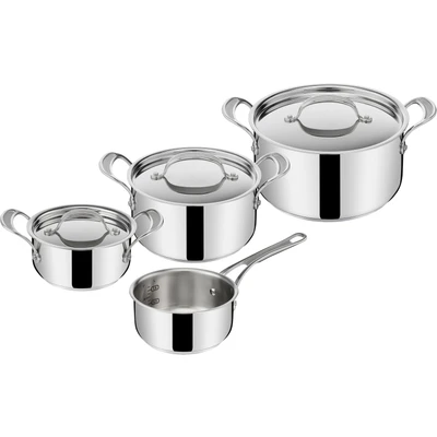 Abbildung von Tefal Topf Set &quot;E307S7 Jamie Oliver&quot;, Edelstahl, (Set, 7 tlg., je 1x Bratentopf mit Deckel Ø 16/20/24 cm, Stielkasserolle 16 cm), induktionsgeeignet, besonders flacher