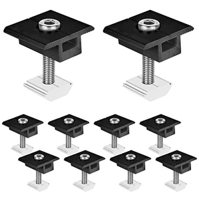 Abbildung von Solarmodul Halterung Mittelklemmen 30mm Schwarz Solarpanel Halterung, 10 Stück Befestigung Solarmodul, T förmige Mittelklemme PV Photovoltaik Solarmodulträger Mittelspannung für Gerahmte Panels