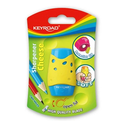 Abbildung von KEYROAD Ergonomischer Anspitzer Soft Einzeln 1 Stück/Kunststoff/Klingen aus Stahl/von Bleistiften und Buntstiften/Blister Mischfarben/Für Kindergarten Vorschule Schule