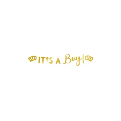 Abbildung von It&#039;s A Boy Golden Letter Girlande 2,5 Meter