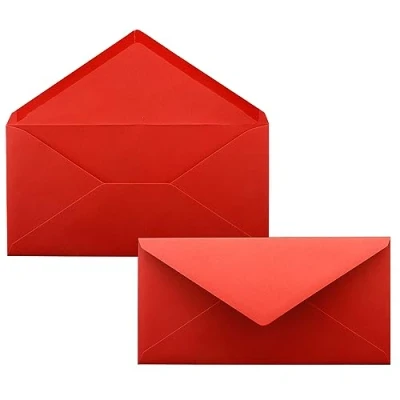Abbildung von 300 Brief Umschläge Rot DIN Lang 110 x 220 mm (11 22 cm) Nassklebung ohne Fenster Ideal für Einladungs Karten Serie FarbenFroh