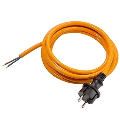 Abbildung von as Schwabe PUR Baustellen Anschlussleitung 5 m Robuste Leitung 230 V, 16 A mit Polyurethan Außenmantel H05BQ F 2x1,0 Konturenstecker, Ende 30 mm abgemantelt, Orange IP44 70913
