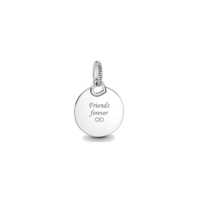 Abbildung von PANDORA Moments Gravierbarer runder Anhänger mit Halskette aus Sterling Silber, Kompatibel und ME Armbänder, Größe:17,5, 398610C00