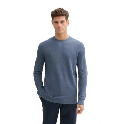 Abbildung von TOM TAILOR Herren Basic Strick Pullover aus Baumwolle,18964 vintage indigo blue Melange, M