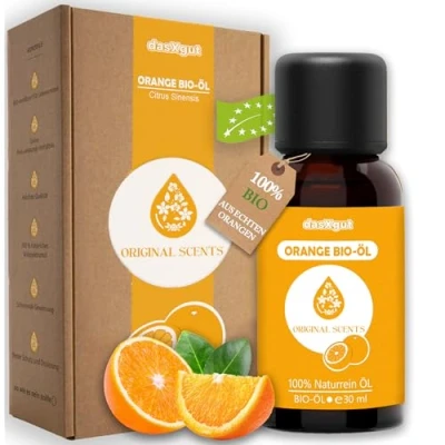 Abbildung von DasXgut BIO Orangenöl 30 ml ätherisch [100% NATURREIN] Kaltgepresst aus echten Orangen zum Verzehr Duftöl Orange Oil E5004115 RO ECO 026