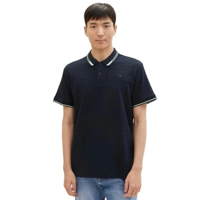 Abbildung von TOM Tailor MIT Struktur Poloshirt, Herren, Größe: Medium, Sky captain blue