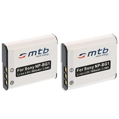 Abbildung von 2X Akku NP BG1, FG1 kompatibel mit Sony Cyber Shot DSC H3 H7 H9...T20 T25...W30 W35 W40...+weitere, Siehe Liste