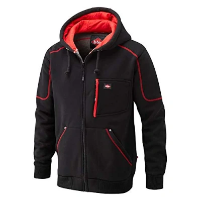 Abbildung von Lee Cooper Herren Work Safety Zip Up Winter Fleece gefüttert Bonded Hoodie Sweatshirt, Schwarz, 2XL