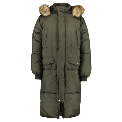Abbildung von Urban Classics Damen Ladies Oversize Faux Fur Puffer Coat Jacke,per Pack Mehrfarbig (Darkolive/beige 01481),X Small (Herstellergröße:XS)