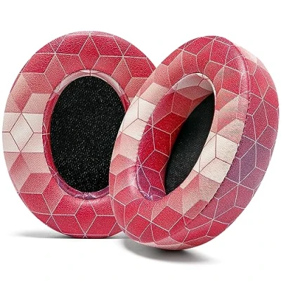 Abbildung von WC Wicked Cushions Ersatz Ohrpolster für Beats Studio 2 &amp; 3 (B0501, B0500) Wired Wireless Passt Nicht Solo Weicheres Leder, verbesserter Schaum und stärkerer Klebstoff Hex Red