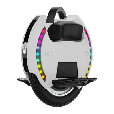 Abbildung von KINGSONG Elektrisches Einrad KS 14M, Erwachsener, Weiß, 800 W Motor, Reichweite bis zu 15 km, begrenzt auf 20 km/h, aufblasbarer 14 Zoll Reifen, Lautsprecher und Bluetooth