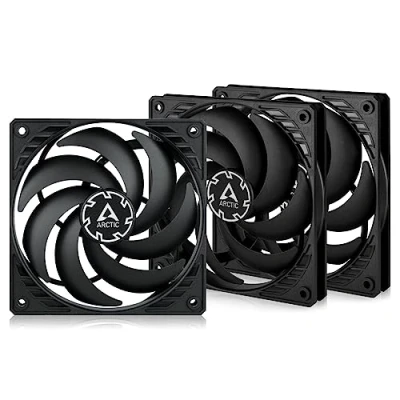 Abbildung von ARCTIC P12 Slim PWM PST (3 Stück) PC Lüfter, 120 mm Gehäuselüfter optimiert für statischen Druck, Case Fan mit Anschluss (PWM Sharing Technology), besonders schmal Schwarz