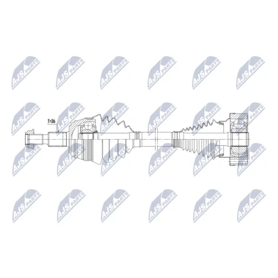 Abbildung von NTY NPW AU 088 Antriebswelle Hinterachse rechts 523mm 81mm Schaltgetriebe VOLKSWAGEN: Golf 4 Schrägheck, Variant, Bora Variant