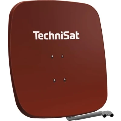 Abbildung von TechniSat SATMAN 65 PLUS Satellitenschüssel (65 cm Sat Anlage, Antenne mit Mast und AZ/EL Halterung passend für UNYSAT Universal LNB) Rot