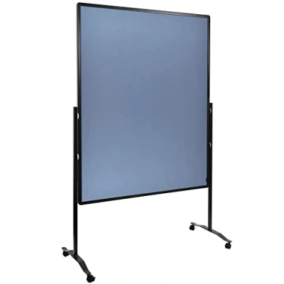 Abbildung von Legamaster Premium Plus Moderationswand blau grau 150x120 cm doppelseitig, mit Filz bezogenes Pinboard einsetzbar als Trennwand inkl. 4 feststellbaren Rollen und einklickbaren Papierhaken