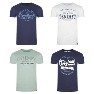 Abbildung von DENIMFY T Shirt Herren Printshirt DFNuri Regular Fit (Vorteilspack, 4 tlg) Kurzarm Tee mit Rundhalsausschnitt aus 100% Baumwolle