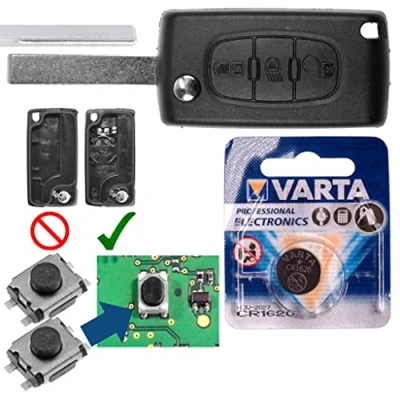 Abbildung von Repair Reparatur Satz Autoschlüssel Funk Fernbedienung Austausch Gehäuse mit 3 Tasten + HU83 Rohling Batterie kompatibel Citroen C4 I Grand Picasso C5 III Break