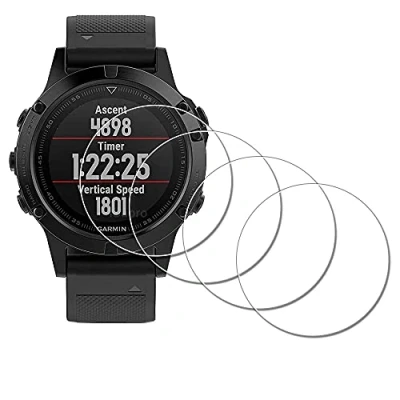 Abbildung von iDaPro Displayschutz Schutzfolie für Garmin Fenix 5 Watch 【Nicht Plus】, 9H Härte Gehärtetes Glas Displayschutzfolie Einfache Installation [4 Stück]