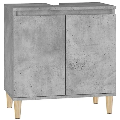 Abbildung von vidaXL Waschbeckenunterschrank, Badschrank mit Stauraum, Waschtisch Unterschrank Holzbeinen, Schrank Badunterschrank Badmöbel, Betongrau Holzwerkstoff