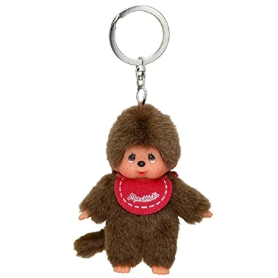 Abbildung von Monchhichi Plüschfigur Junge rot Anhänger 10 cm Sekiguchi Schlüssel