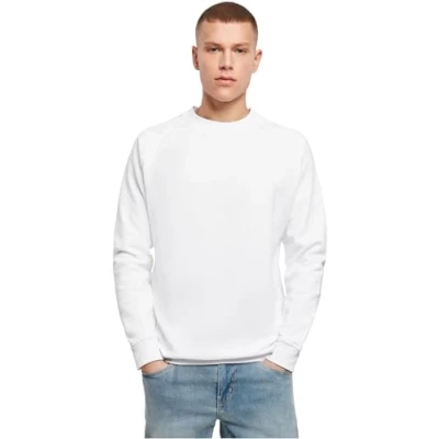 Abbildung von Build Your Brand Mens BY094 Raglan Crewneck Pullover Sweater, White, 3XL