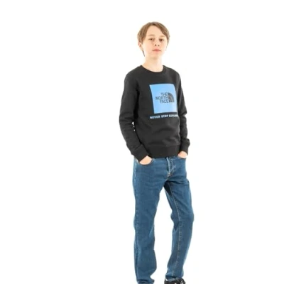 Abbildung von The North Face TEEN Redbox CREW Unisex Sweatshirt für Kinder, Größe: 128, Black/optic blue
