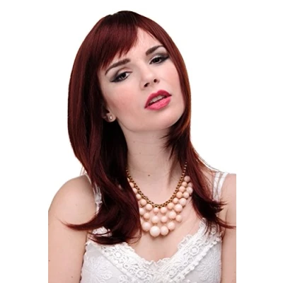 Abbildung von WIG ME UP 3003 35 Schulterlange Damen Perücke Braun Rostbraun glatte Haare mit Pony ca. 50 cm