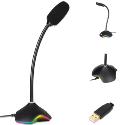Abbildung von KLIM Rhapsody RGB Mikrofon PC + USB Beste Klangqualität Sprachaufnahmen, Spracherkennung, Streaming, YouTube, Podcast Gaming Kompatibel mit Windows Mac PS4 PS5