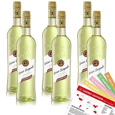 Abbildung von Rotwild Weißburgunder QbA, halbtrocken, sortenreines Weinpaket + VINOX Winecards (6x0,75l)