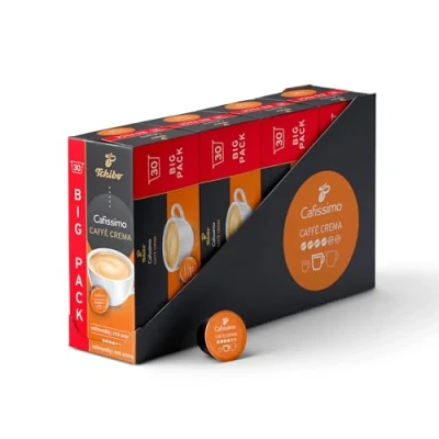 Abbildung von Tchibo Cafissimo Vorratsbox Caffè Crema vollmundig Kaffeekapseln, 120 Stück 4x 30 Kapseln (Kaffee, ausgewogen und vollmundig), nachhaltig &amp; fair gehandelt