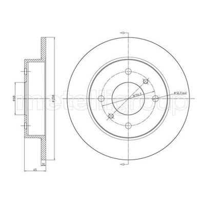 Abbildung von METELLI 23 0633 Bremsscheibe 258,0 10,0 4 68,0 voll NISSAN: Almera II Schrägheck, Primera Limousine, Kombi