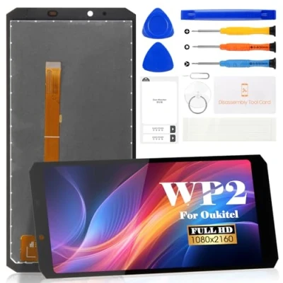Abbildung von Oukitel WP2 LCD Display für Bildschirm Ersatz Touch Digitizer Montage Reparatur Sets (Schwarz, ohne Rahmen)