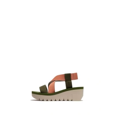 Abbildung von Fly London Damen YABI922FLY Sandal, Army Green/Tea Rose/Army Green, 39 EU