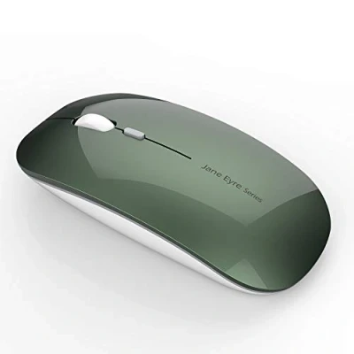 Abbildung von Uiosmuph Q5 Kabellos Maus, Wiederaufladbar Funkmaus 2.4G Leise Ultra Dünn Wireless Computermaus 1600 DPI mit Mäuse USB Empfänger Typ C für Laptop, PC, Linux (dunkel grün)