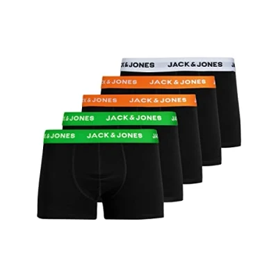 Abbildung von JACK &amp; JONES Herren JACHUEYS Trunks 5 Pack, White/Shocking orange Shocin, XL