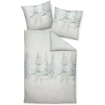 Abbildung von Janine Bettwäsche &quot;Winterlandschaft Davos 65053&quot;, (2 tlg.), Winterbettwäsche mit Hirsch