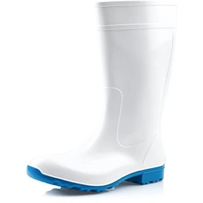 Abbildung von Ladeheid Damen Gummistiefel 100% Wasserdticht Regenstiefel LA 967 (Weiß/Blau, 36 EU)