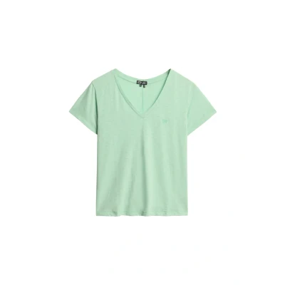 Abbildung von Superdry V Shirt STUDIOS SLUB EMB VEE TEE strukturiertes T mit Ausschnitt und Stickerei