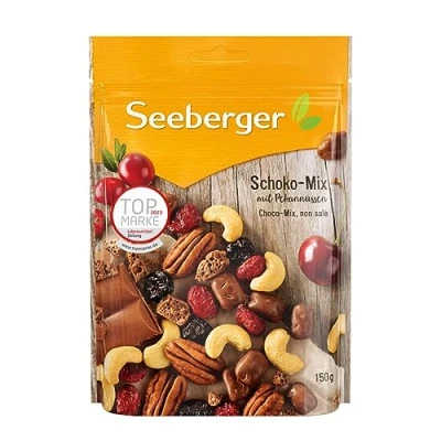 Abbildung von Seeberger Schoko Mix 5er Pack, Einzigartige Schokoladen Mischung mit Pekannüssen, Cashews, Cranberries und Kirschen knackig &amp; lecker vegan (5 x 150 g)