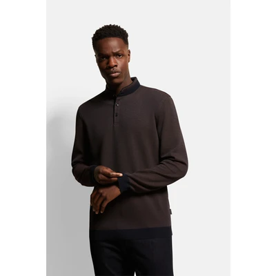 Abbildung von bugatti Stehkragen Langarmshirt, Herren, Größe: Small, Cognac