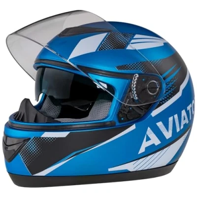 Abbildung von Integralhelm Mit Sonnenblende Matt Helm Motorradhelm Blau Weiß XS Quad Klapphelm