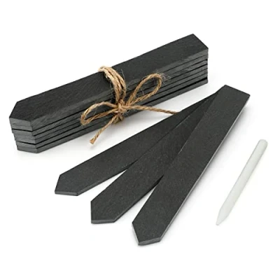 Abbildung von KINGLAKE 10 Stück 15 x 2 cm Pflanzenschilder Schiefer kräuterschilder Hochbeet Kräutergarten Beet Beschriftung Pflanzenstecker für Draussen zum Beschriften Wetterfest