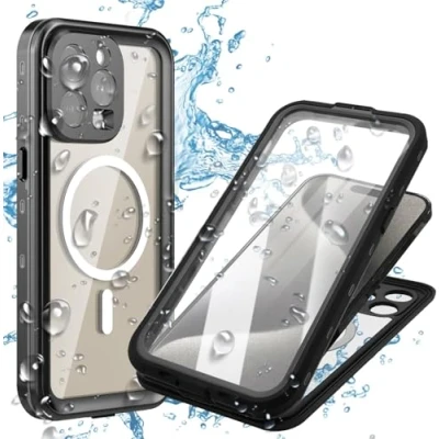 Abbildung von MP+ für iPhone 15 Pro Max Hülle Wasserdichtes,IP68 Ganzkörperversiegelung Schutzhülle,staubdicht und stoßfest,zum Schwimmen,Unterwasser Handyhülle mit Eingebautem Displayschutz