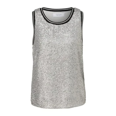 Abbildung von comma casual identity MIT Pailletten Bluse, Damen, Größe: 36, Silber