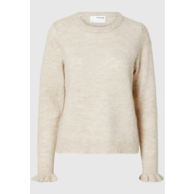 Abbildung von Selected Femme Oneck Strickpullover, Damen, Größe: 38, Birch