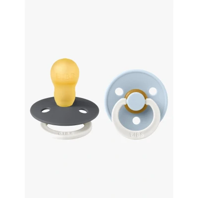 Abbildung von BIBS Colour Schnuller 2er Pack Latex Größe 3 Rund, Iron GLOW/Baby Blue GLOW