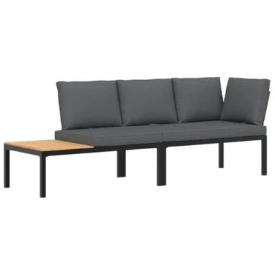 Abbildung von vidaXL Gartenlounge Set 2 tlg. Garten Sofagarnitur mit Kissen Schwarz Aluminium, (1 tlg)
